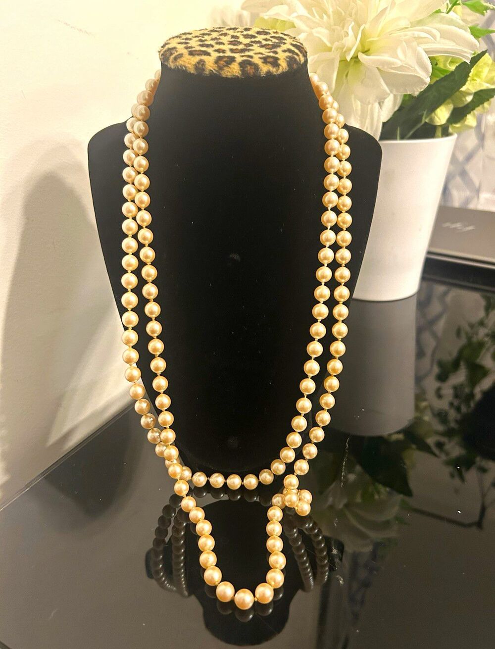 2 Monet Gold Tone Double Strand Faux Pearl Beaded Necklace